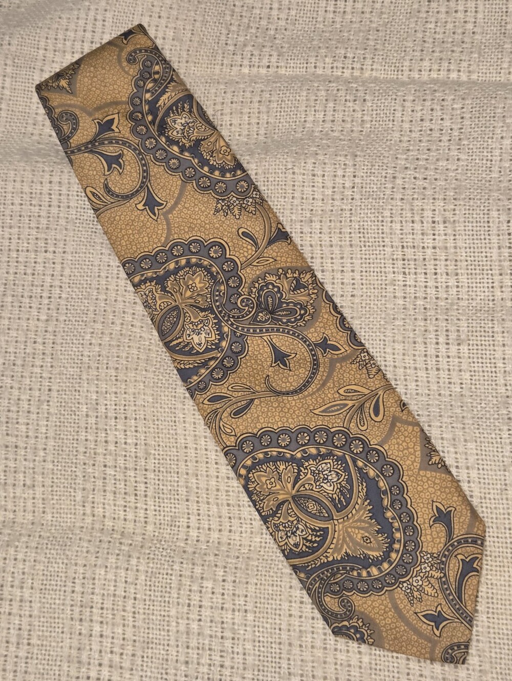 Vintage Cotton Paisley Wide Tie Beige Liberty Of London Berkeley Maas Brothers